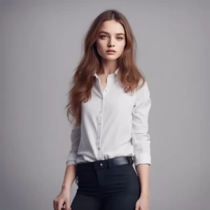 Укороченная рубашка с воротником-стойкой Укороченная рубашка с воротником-стойкой